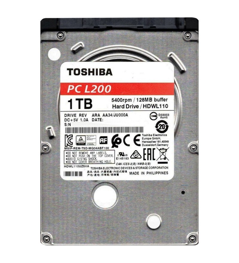 HD 2.5" de 1TB Toshiba PC L200 HDWL110 5400rpm - Plata