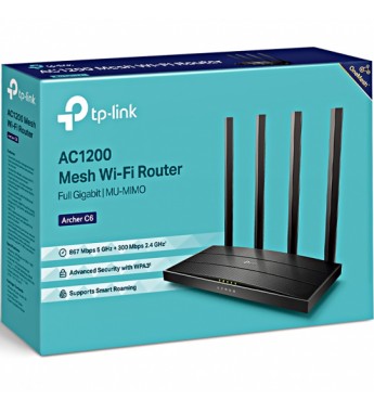 Router TP-Link Archer C6 Banda Dual AC1200 MU-MIMO de 1167Mbps con 4 Antenas - Negro