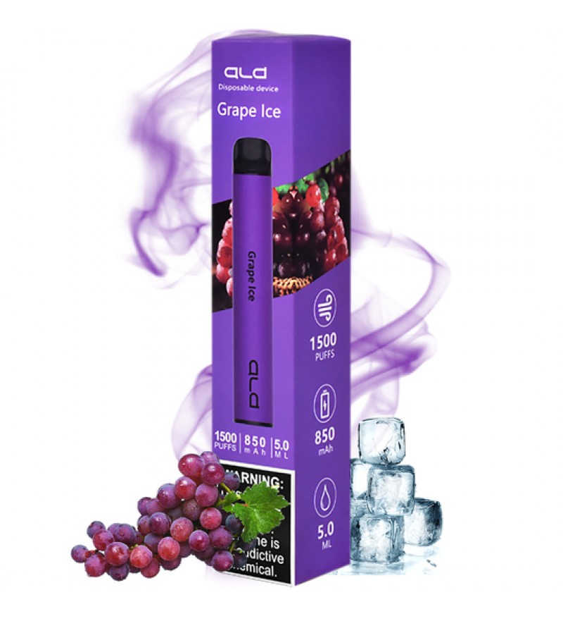 Vape Desechable ALD SaltNic 1500 Puffs con 50mg Nicotina - Grape Ice