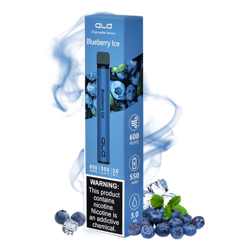 Vape Desechable ALD SaltNic 600 Puffs con 50mg Nicotina - Blueberry Ice