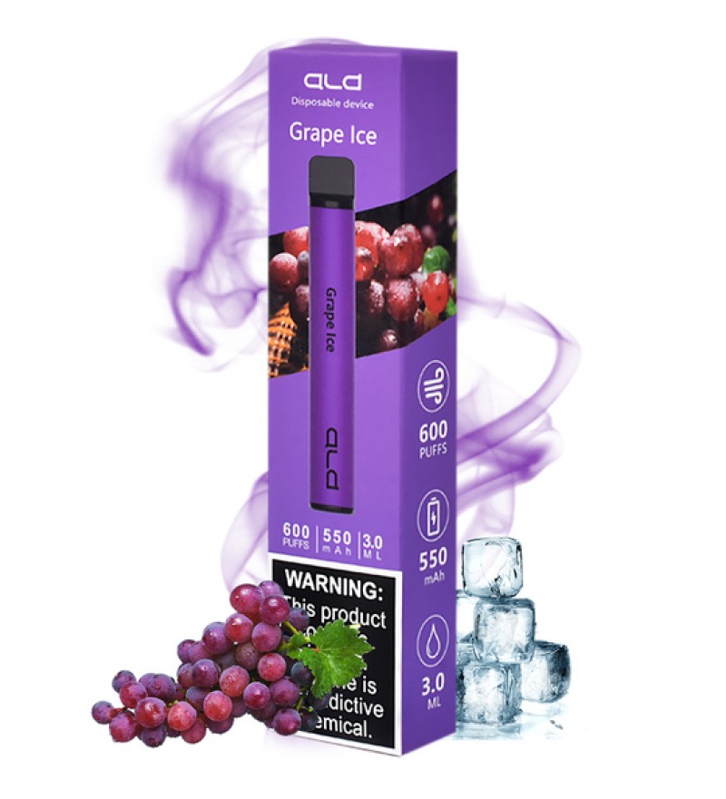 Vape Desechable ALD SaltNic 600 Puffs con 50mg Nicotina - Grape Ice