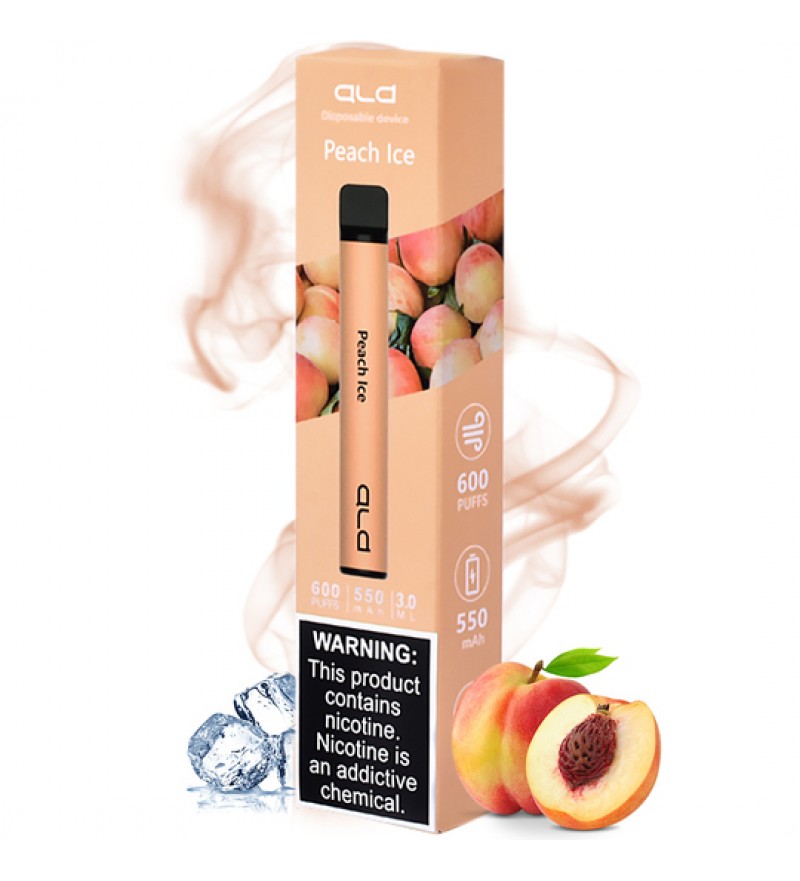 Vape Desechable ALD SaltNic 600 Puffs con 50mg Nicotina - Peach Ice