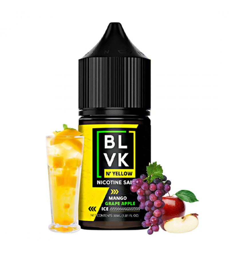 Esencia para Vaper BLVK N´ Yellow Nicotine Salt Mango Grape Apple Ice con 35mg Nicotina - 30mL