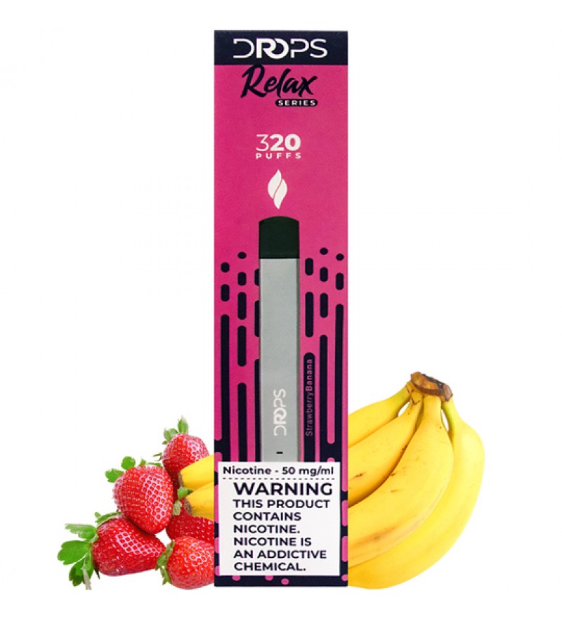 Vape Desechable Drops Relax Series 320 Puffs con 50mg Nicotina - Strawberry Banana