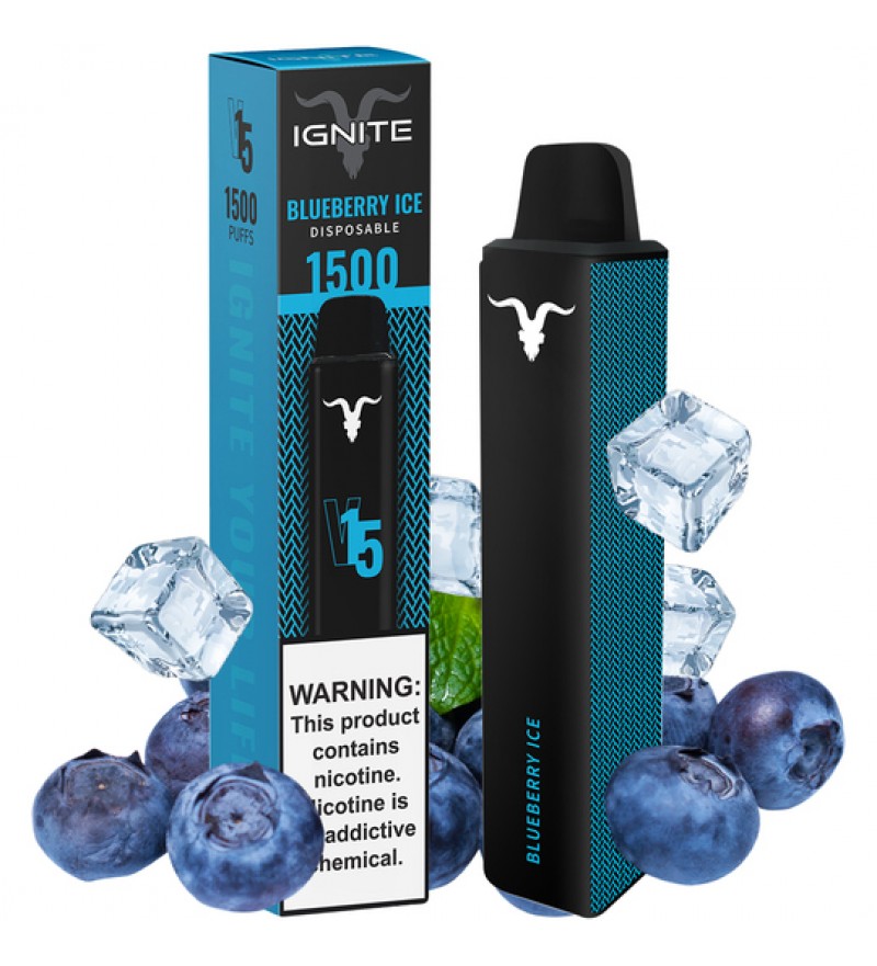 Vape Desechable Ignite V15 1500 Puffs con 50mg Nicotina - Blueberry Ice