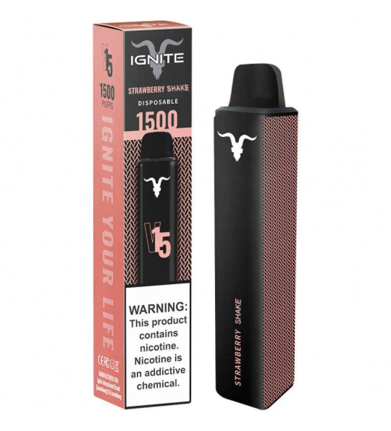 Vape Desechable Ignite V15 1500 Puffs con 50mg Nicotina - Strawberry Shake
