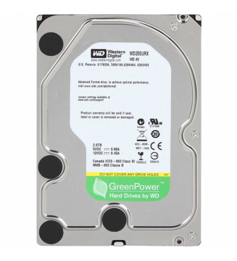 HD 3.5" Western Digital GreenPower de 2TB WD20EURX 5400 RPM - Plata