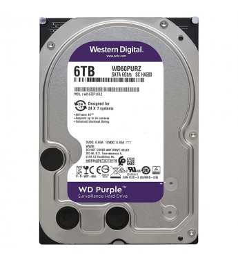 HD 3.5" Western Digital Purple Surveillance de 6TB WD60PURZ para Vigilancia 5400 RPM - Plata