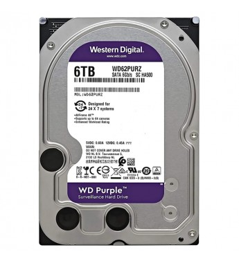 HD 3.5" Western Digital Purple Surveillance de 6TB WD62PURZ para Vigilancia 5640 RPM - Plata