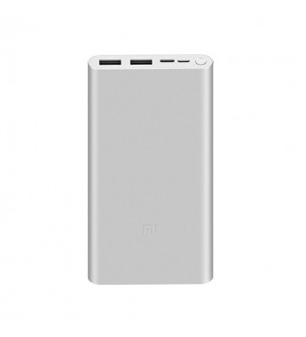 Cargador Portátil Xiaomi Mi Power Bank 3 VXN4273GL PLM13ZM de 10000 mAh/Carga Rápida - Plata