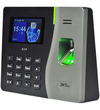 Lector Biométrico ZKTeco K14 para hasta 500 Huellas Digitales/USB/TCP/IP - Negro/Plata
